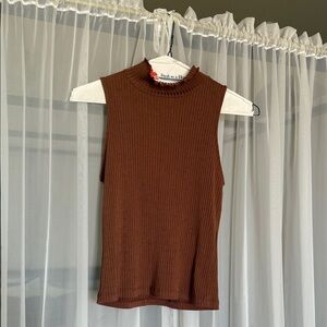 Zara Chocolate Ribbed Cropped Tank Top